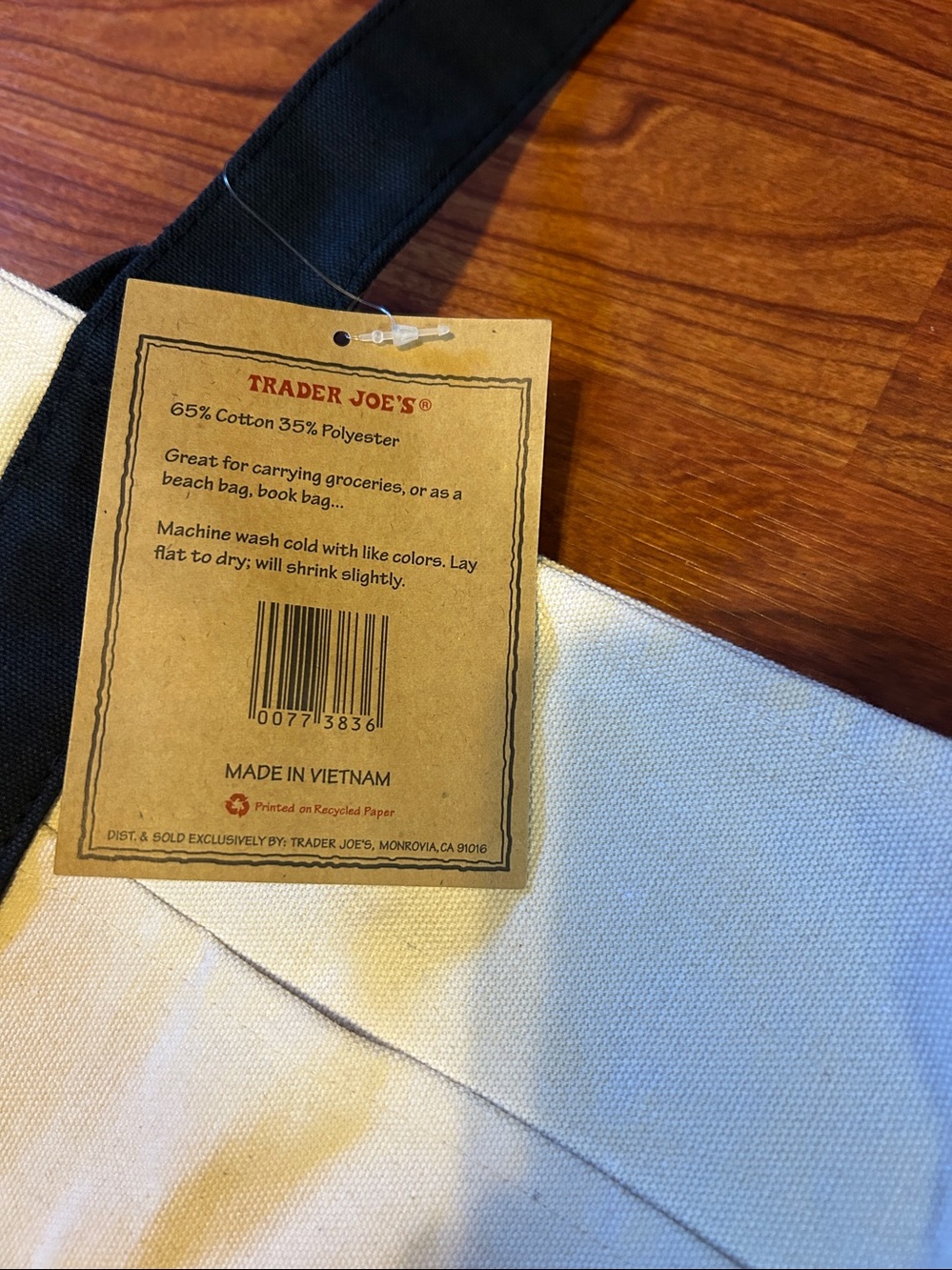 Trader Joe's Large Canvas Tote Bag - Picture 3 of 4